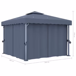 vidaXL Gazebo with Curtain 3x3m Anthracite Aluminium Canopy Marquee Pavilion - Additional view 5