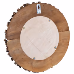 vidaXL Wall Mirror 40 cm Teak Round Wooden Decorative Hanging Mirror Home