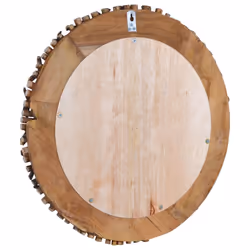 vidaXL Wall Mirror 60 cm Teak Round Wooden Decorative Hanging Mirror Home - Additional view 3