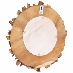 vidaXL Wall Mirror 40 cm Teak Round Home Wooden Decorative Hanging Mirror