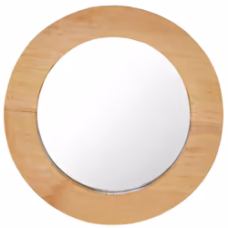 vidaXL Wall Mirror 40 cm Teak Round Home Decorative Hanging Wooden Mirror