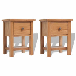 vidaXL 2x Solid Oak Wood Nightstands 36x47cm Bedroom Wooden Side Table Cabinet
