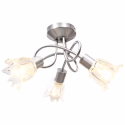vidaXL Ceiling Lamp with Transparent Glass Shades for 3 E14 Bulbs Tulip Light