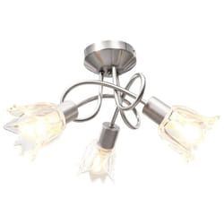 vidaXL Ceiling Lamp with Transparent Glass Shades for 3 E14 Bulbs Tulip Light