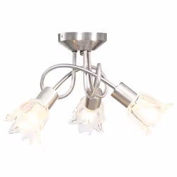 vidaXL Ceiling Lamp with Transparent Glass Shades for 3 E14 Bulbs Tulip Light
