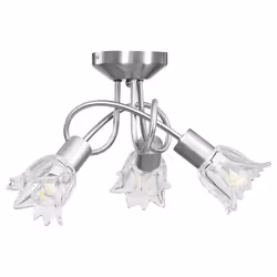 vidaXL Ceiling Lamp with Transparent Glass Shades for 3 E14 Bulbs Tulip Light