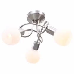 vidaXL Ceiling Lamp with Ceramic Shades for 3 E14 Bulbs White Bowl Chandelier