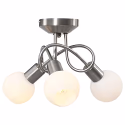 vidaXL Ceiling Lamp with Ceramic Shades for 3 E14 Bulbs White Bowl Chandelier
