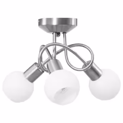 vidaXL Ceiling Lamp with Ceramic Shades for 3 E14 Bulbs White Bowl Chandelier