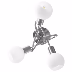 vidaXL Ceiling Lamp with Ceramic Shades for 3 E14 Bulbs White Bowl Chandelier - Additional view 4