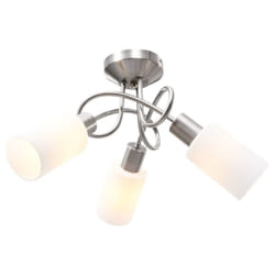 vidaXL Ceiling Lamp with Ceramic Shades for 3 E14 Bulbs White Cone Chandelier