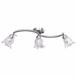 vidaXL Ceiling Lamp with Transparent Glass Shades for 3 E14 Bulbs Tulip Light