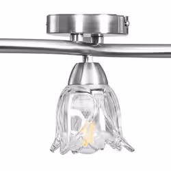 vidaXL Ceiling Lamp with Transparent Glass Shades for 3 E14 Bulbs Tulip Light - Additional view 6