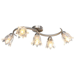 vidaXL Ceiling Lamp with Transparent Glass Shades for 5 E14 Bulbs Tulip Light