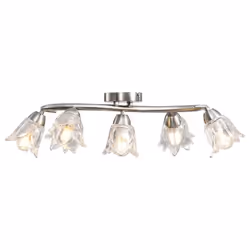 vidaXL Ceiling Lamp with Transparent Glass Shades for 5 E14 Bulbs Tulip Light