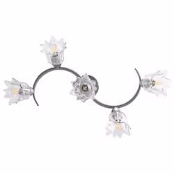 vidaXL Ceiling Lamp with Transparent Glass Shades for 5 E14 Bulbs Tulip Light - Additional view 4