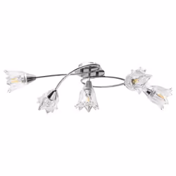 vidaXL Ceiling Lamp with Transparent Glass Shades for 5 E14 Bulbs Tulip Light