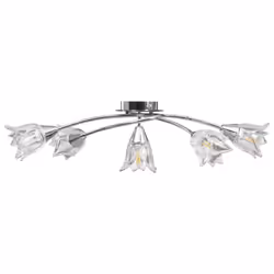 vidaXL Ceiling Lamp with Transparent Glass Shades for 5 E14 Bulbs Tulip Light
