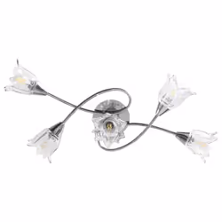 vidaXL Ceiling Lamp with Transparent Glass Shades for 5 E14 Bulbs Tulip Light - Additional view 4