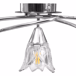 vidaXL Ceiling Lamp with Transparent Glass Shades for 5 E14 Bulbs Tulip Light - Additional view 5