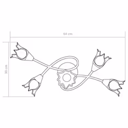 vidaXL Ceiling Lamp with Transparent Glass Shades for 5 E14 Bulbs Tulip Light - Additional view 8