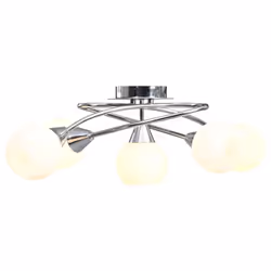 Ceiling Lamp with Ceramic Shades for 5 E14 Bulbs White Bowl