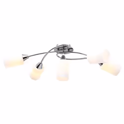 vidaXL Ceiling Lamp with Ceramic Shades for 5 E14 Bulbs White Cone Chandelier