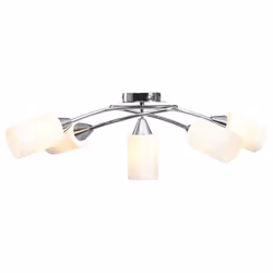 vidaXL Ceiling Lamp with Ceramic Shades for 5 E14 Bulbs White Cone Chandelier