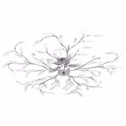 vidaXL Ceiling Lamp With Acrylic Crystal Leaf Arms for 5 E14 Bulbs White Light
