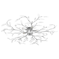 vidaXL Ceiling Lamp With Acrylic Crystal Leaf Arms for 5 E14 Bulbs White Light