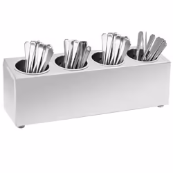 vidaXL Cutlery Holder 4 Grids Rectangular Stainless Steel Knife Utensil Block
