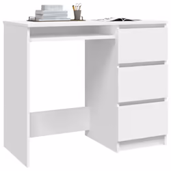 vidaXL Desk White Engineered Wood Computer Desk Workstation Working Table - Additional view 4