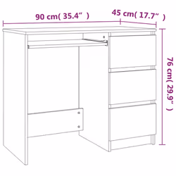 vidaXL Desk White Engineered Wood Computer Desk Workstation Working Table - Additional view 9