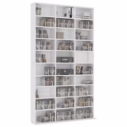 vidaXL CD Cabinet White Engineered Wood CD Shelf Office Cupboard Bookshelf