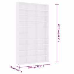 vidaXL CD Cabinet White Engineered Wood CD Shelf Office Cupboard Bookshelf - Additional view 4
