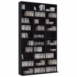 vidaXL CD Cabinet Black Engineered Wood CD Shelf Office Cupboard Bookshelf