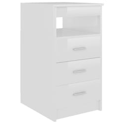 vidaXL Drawer Cabinet High Gloss White Engineered Wood Side Chest Nightstand