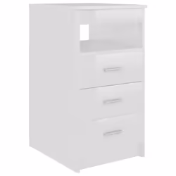 vidaXL Drawer Cabinet High Gloss White Engineered Wood Side Chest Nightstand