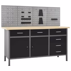 vidaXL Workbench with Four Wall Panels Work Table Work Tool Bench Workstation
