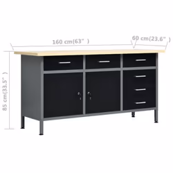 vidaXL Workbench with Four Wall Panels and Two Cabinets Work Table Workstation - Additional view 5