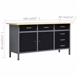vidaXL Workbench with Four Wall Panels and Two Cabinets Work Table Workstation - Additional view 6