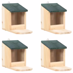 vidaXL 4x Firwood Squirrel Houses Garden Wooden Holder Peanut Butter Feeder