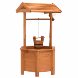 vidaXL Firwood Garden Wishing Well Planter Flower Basket Garden Decoration