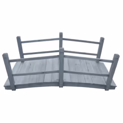 vidaXL Solid Firwood Garden Bridge Grey Outdoor Lawn Patio Wooden Decor Bridge
