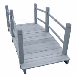 vidaXL Solid Firwood Garden Bridge Grey Outdoor Lawn Patio Wooden Decor Bridge