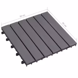 vidaXL 20x Solid Acacia Wood Decking Tiles Grey Wash 30x30cm Interlocking Tile