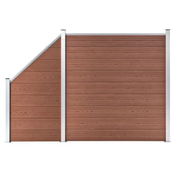 vidaXL WPC Fence Set 1 Square + 1 Slanted Brown Wooden Panel Sets Border Wall