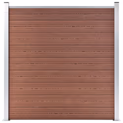 vidaXL WPC Fence Set 1 Square + 1 Slanted Brown Wooden Panel Sets Border Wall - Additional view 7
