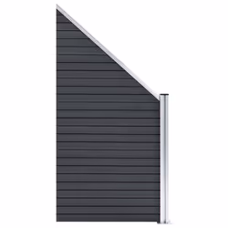 vidaXL WPC Fence Set 1 Square + 1 Slanted Grey Wooden Panel Sets Border Wall
