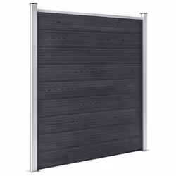 vidaXL WPC Fence Set 1 Square + 1 Slanted Grey Wooden Panel Sets Border Wall - Additional view 6